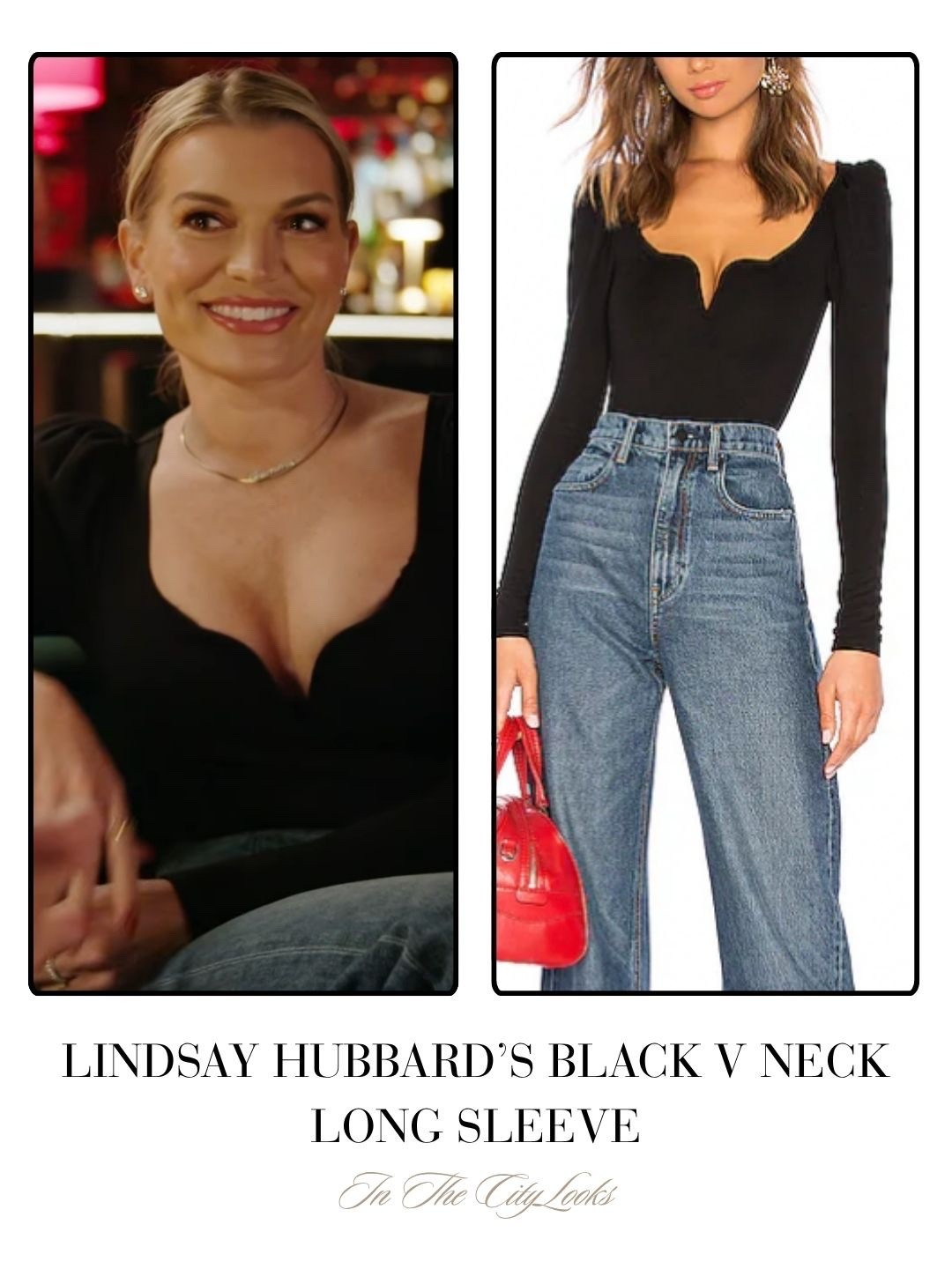Lindsay Hubbard’s Black V Neck Long Sleeve