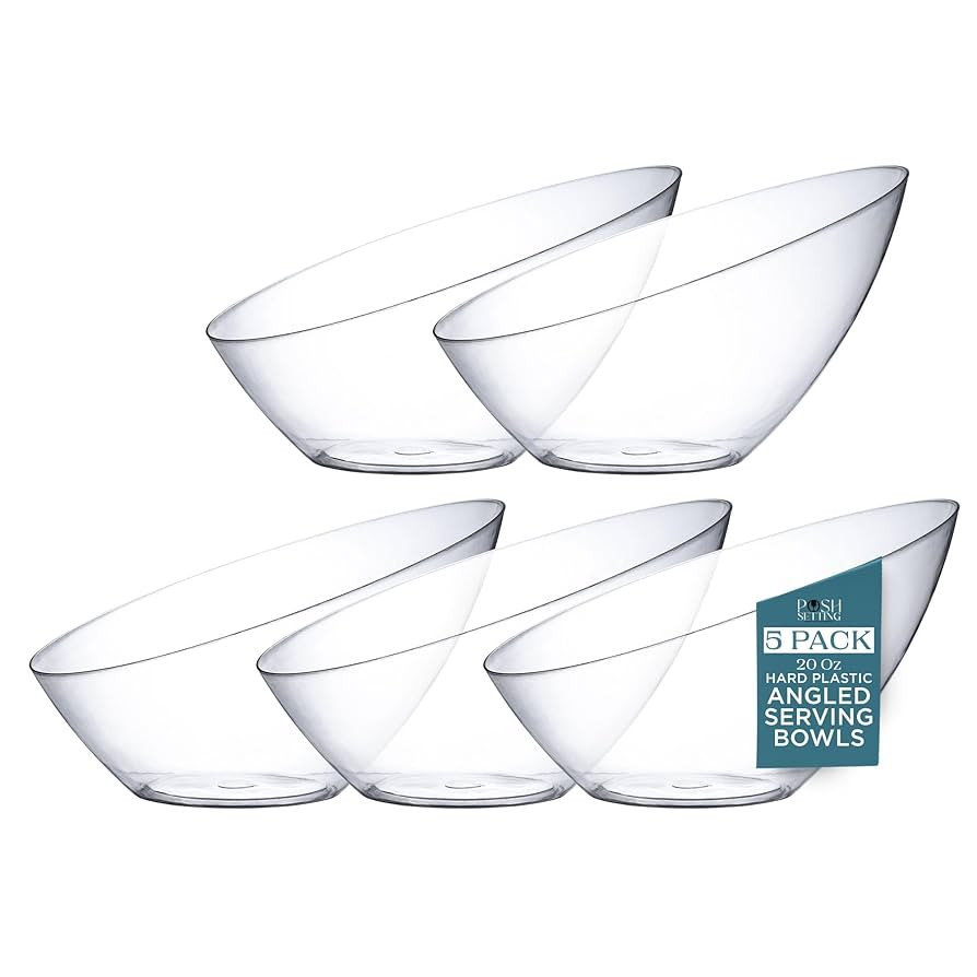 Posh Setting Crystal Clear, Disposable Premium Hard Plastic Medium Angled Bowl, Party, Salad, Sna... | Amazon (US)