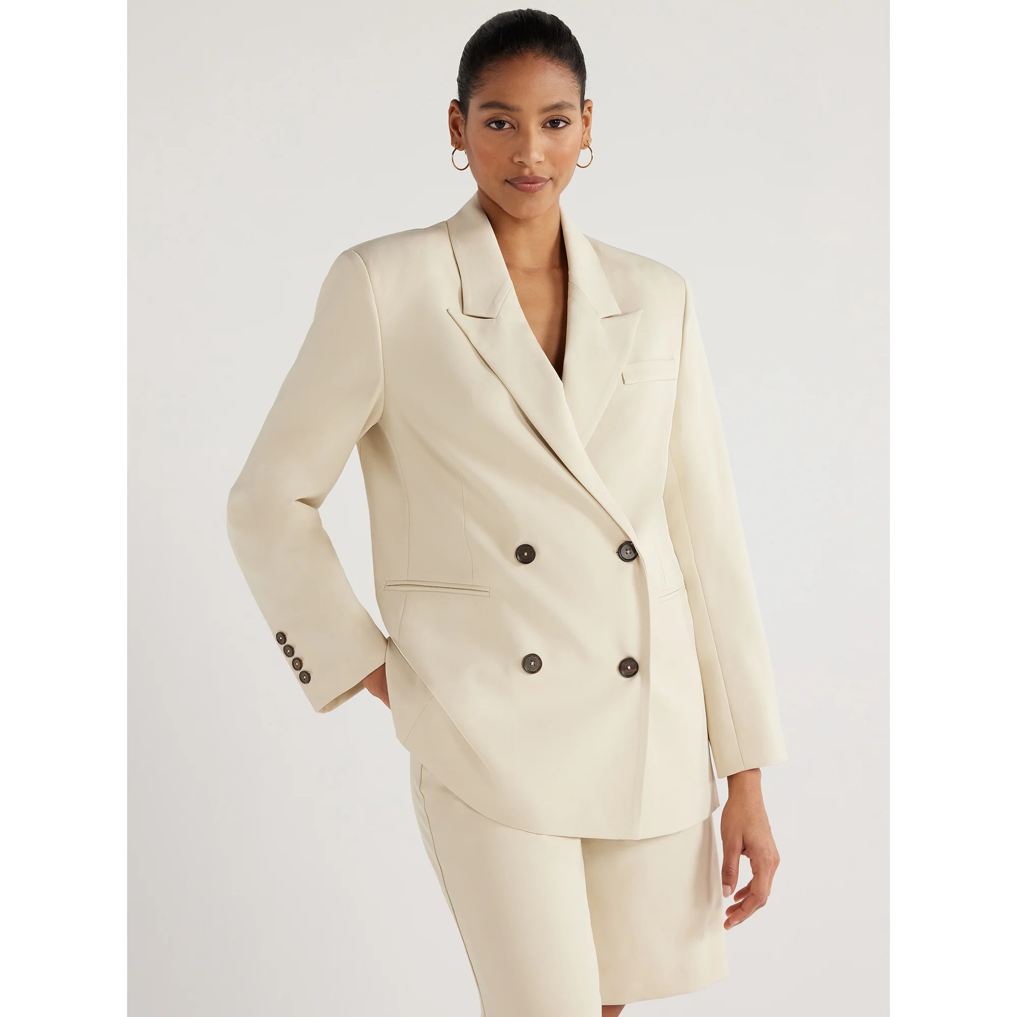 Scoop Women's Oversized Slouchy Double Breasted Blazer, Sizes XS-XXL | Walmart (US)