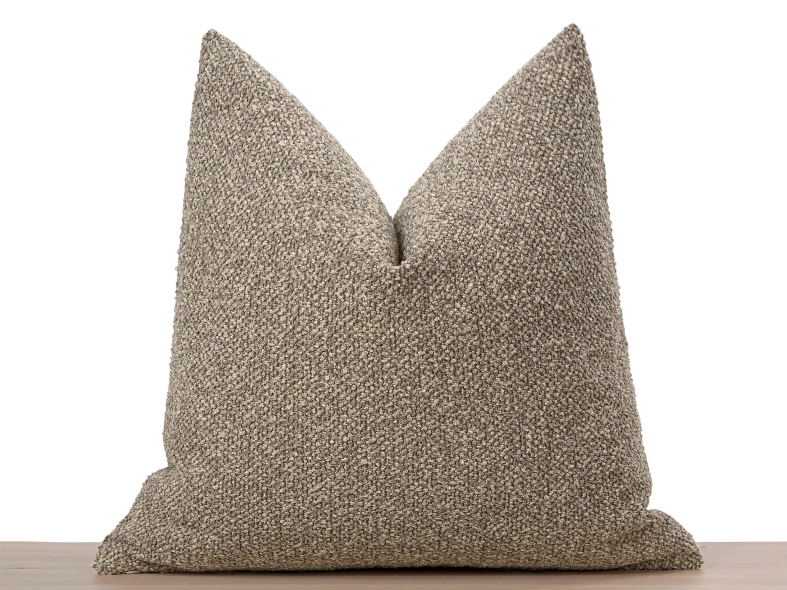 Earthy Boucle Pillow Cover Brown Beige Throw Pillow Boho Cushion Cover Textured Thick Boucle Fabr... | Etsy (US)