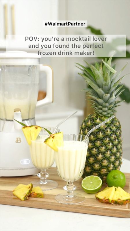 Hello Spring 🍍🥥🍋
Are you team cocktail, mocktail, or both? 🤭🍹🍸 
Now that the weather is getting warmer ,I’m super excited to get back to my hostess with the mostest era :) Mocktails are super fun for family gatherings because even the kids want a pretty drink! 
I found the perfect frozen drink maker @Walmart and I am in love! It’s aesthetically pleasing and yet so functional! It even has a dispenser!!! 
Of course we had to make our favorite virgin Piña Colada and it was so good! It’s super easy to make and I’m sharing the recipe for you below ! #WalmartPartner #WalmartHome #Walmart  

🥥🍍What you need for 2🍹🍹
* 2 ounces pineapple juice
* 1 ounce fresh pineapple
* 2 ounces cream of coconut
* 1 cup of ice
* 1 fresh lime juice
* Condensed milk to sweeten 
* Pineapple wedge for garnish 

🍹Instructions
In a blender, add ice, pineapple juice, fresh pineapple, condensed milk, and cream of coconut.
Blend until smooth.
Pour into desired glass.
Garnish with pineapple wedge.
Serve and enjoy !

#LTKhome #LTKVideo #LTKSeasonal