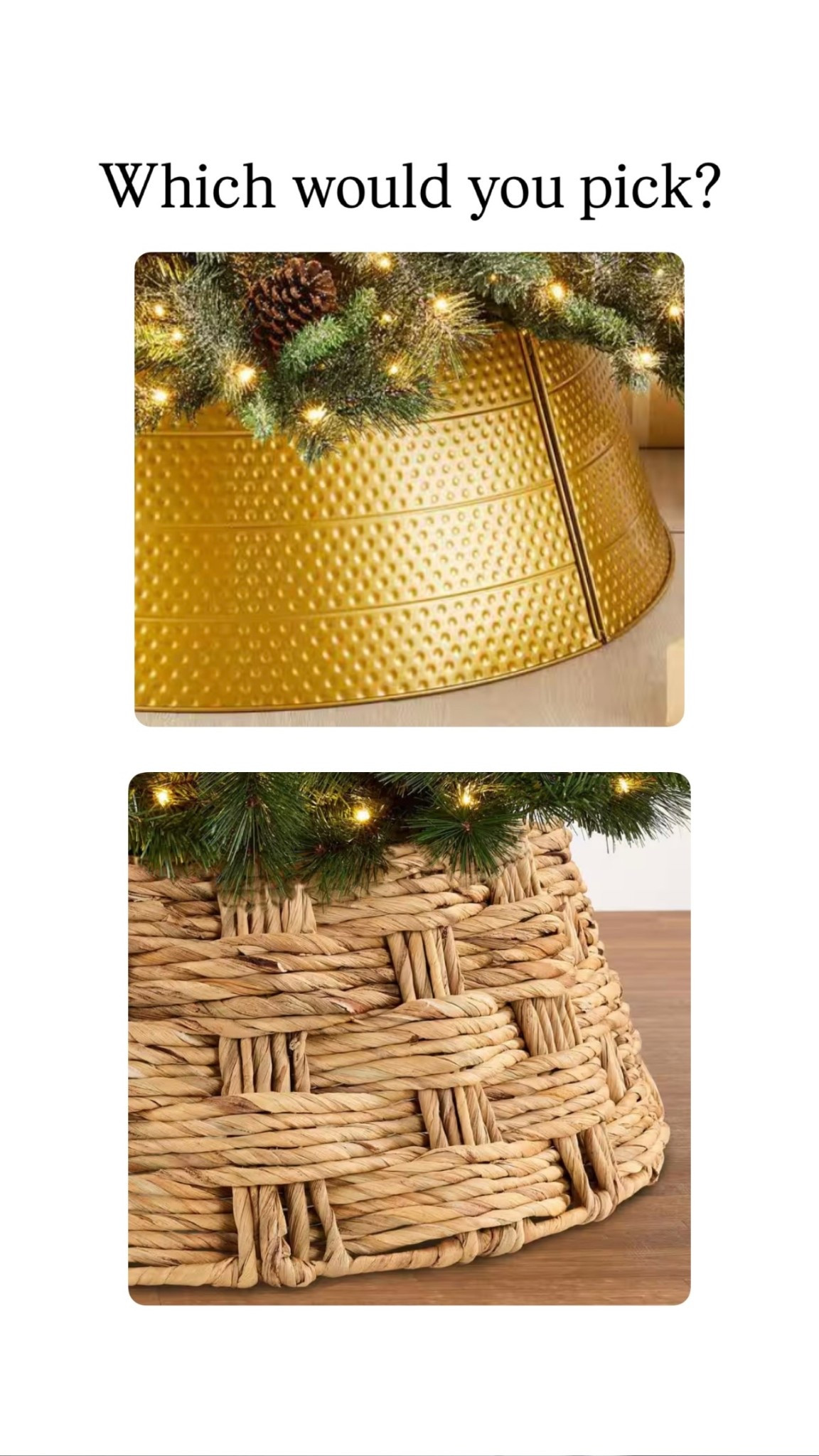 Which tree collar would you pick? Both are oversized for 12 ft trees!

#LTKSeasonal #LTKHoliday #LTKHome