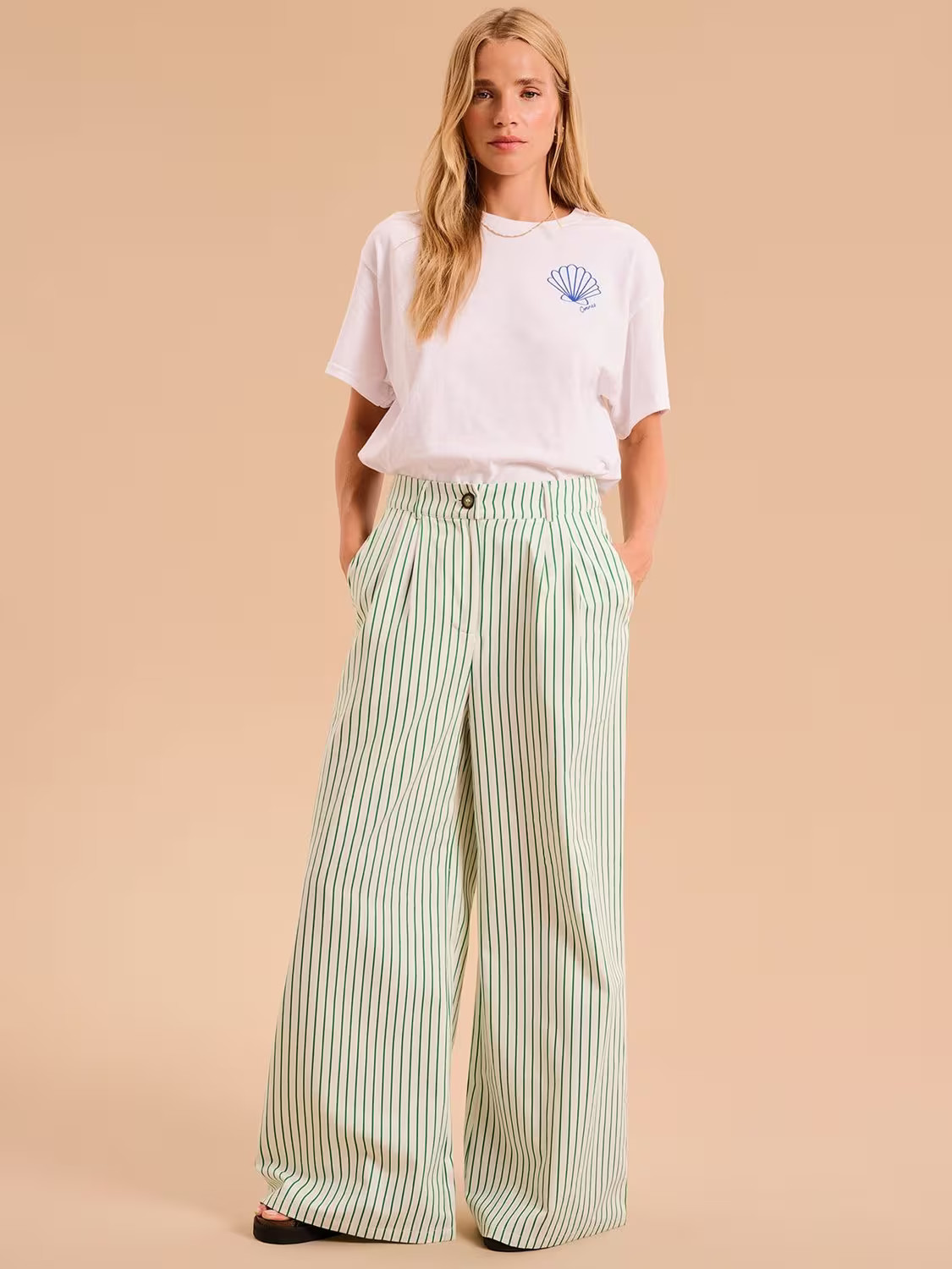 OMNESSamara Pinstripe Trousers, Green | John Lewis (UK)