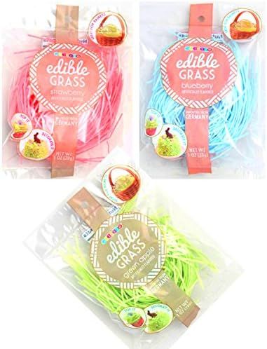 Edible Easter Grass Green Apple, Pink Strawberry, Blueberry Flavors (3 pack) | Amazon (US)