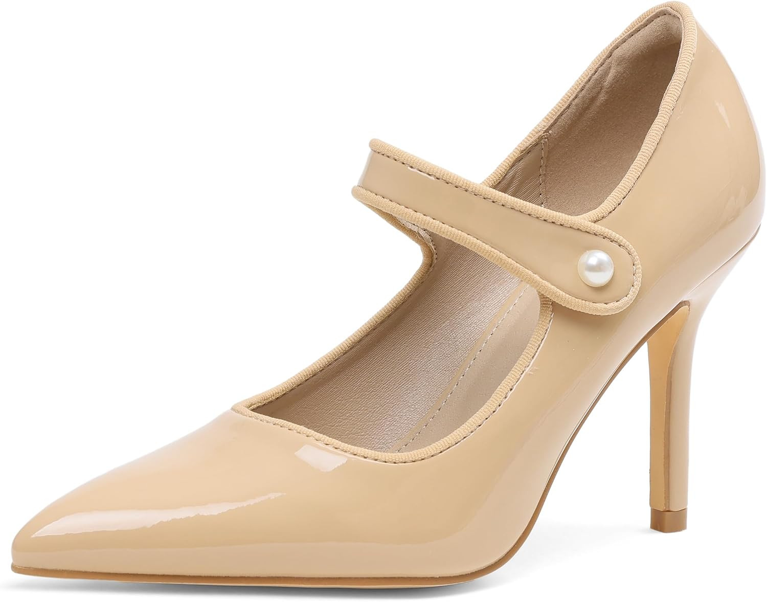 Eteridrey Mary Jane Shoes Women 3.5" Pointed Toe High Heels Black Pumps | Amazon (US)