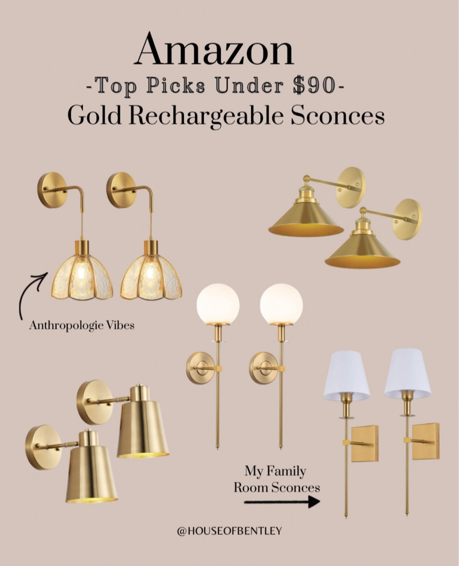 Gold | brass wireless rechargeable sconce sets with remote. Family room sconces inspo | hallway or dining sconce ideas. Anthropologie look for less  

#LTKFindsUnder100 #LTKHome #LTKSaleAlert