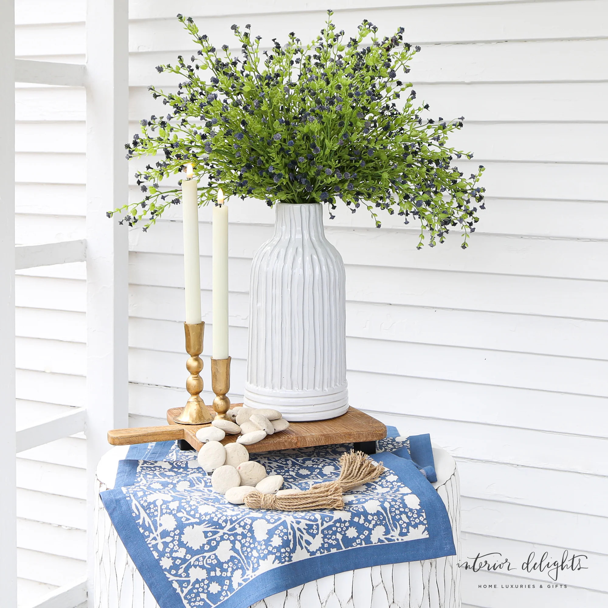 White Striped Vase | Interior Delights