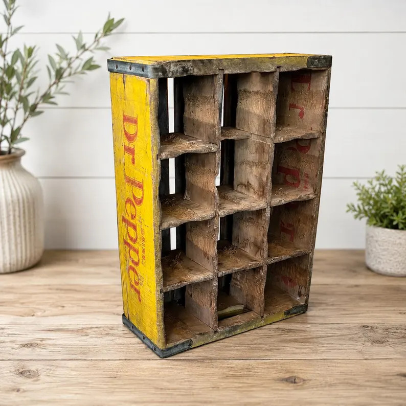 Vintage Dr Pepper Wooden Soda Crate | Yellow San Diego Bottle Carrier | Etsy (Global)