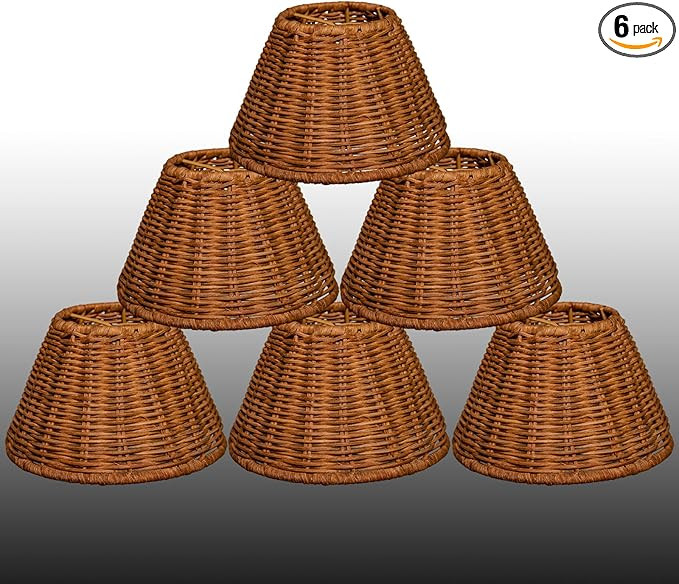chandelier shades set of 6 small Empire lamp shades woven-wicker lamp shade, clip on lamp shades ... | Amazon (US)
