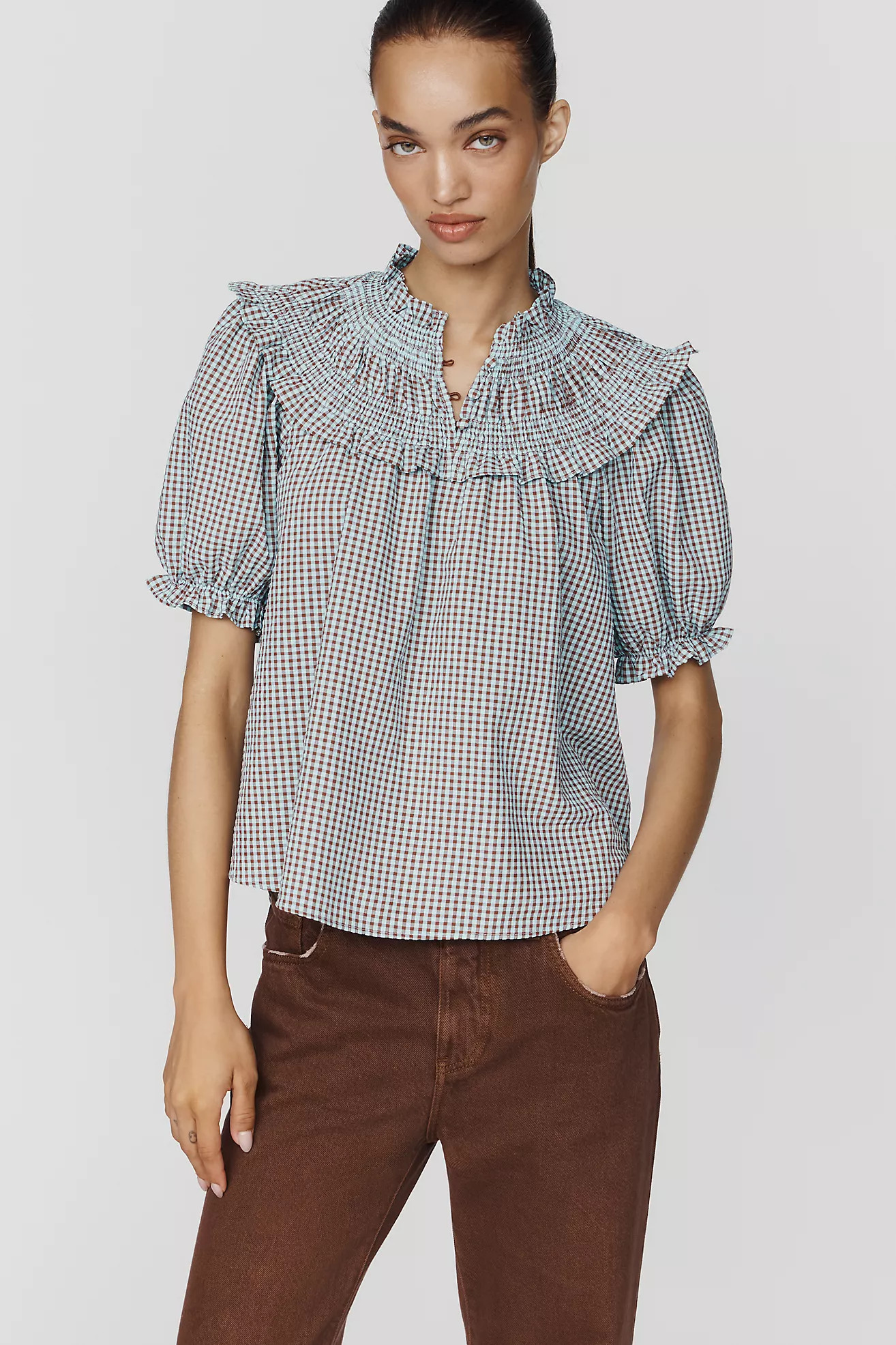 By Anthropologie Ruffled Puff-Sleeve Blouse | Anthropologie (US)