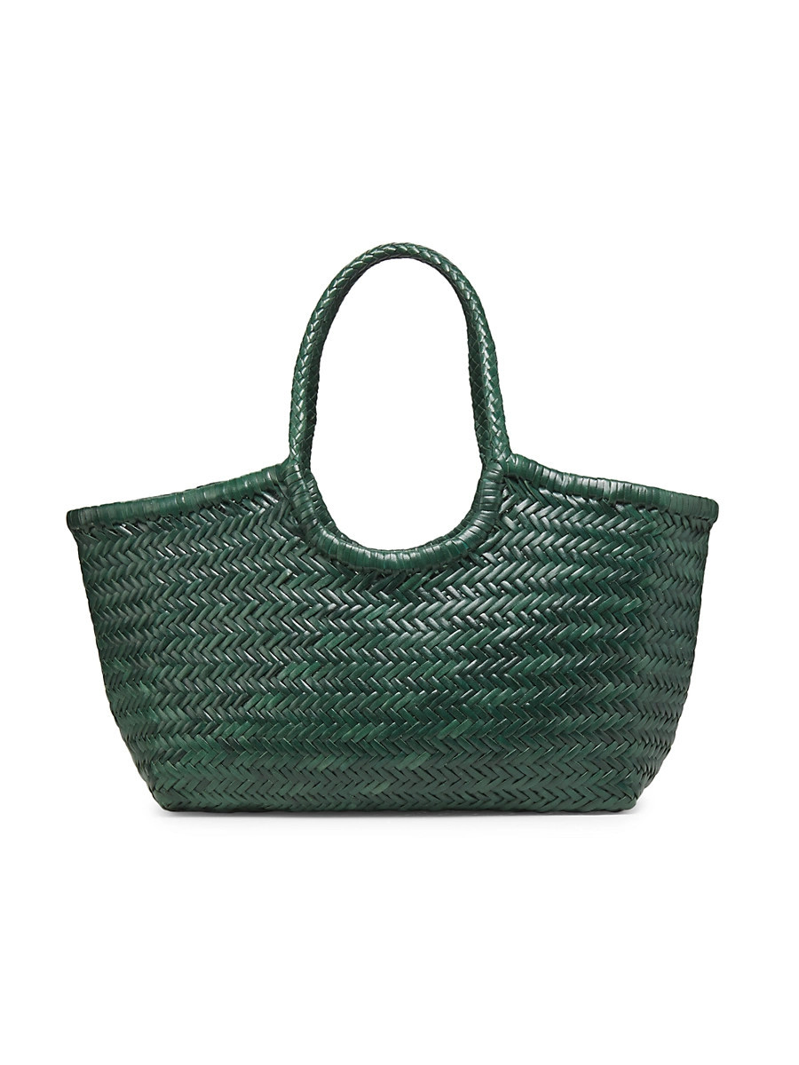 Women's Nantucket Woven Leather Basket Bag - Forest | Saks Fifth Avenue