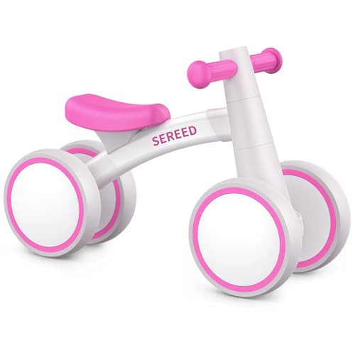 SEREED Baby Balance Bike for 1 Year Old Boys Girls 12-24 Month Toddler Balance Bike, 4 Wheels Toddler First Bike, First Birthday Gifts (Rose) | Amazon (US)