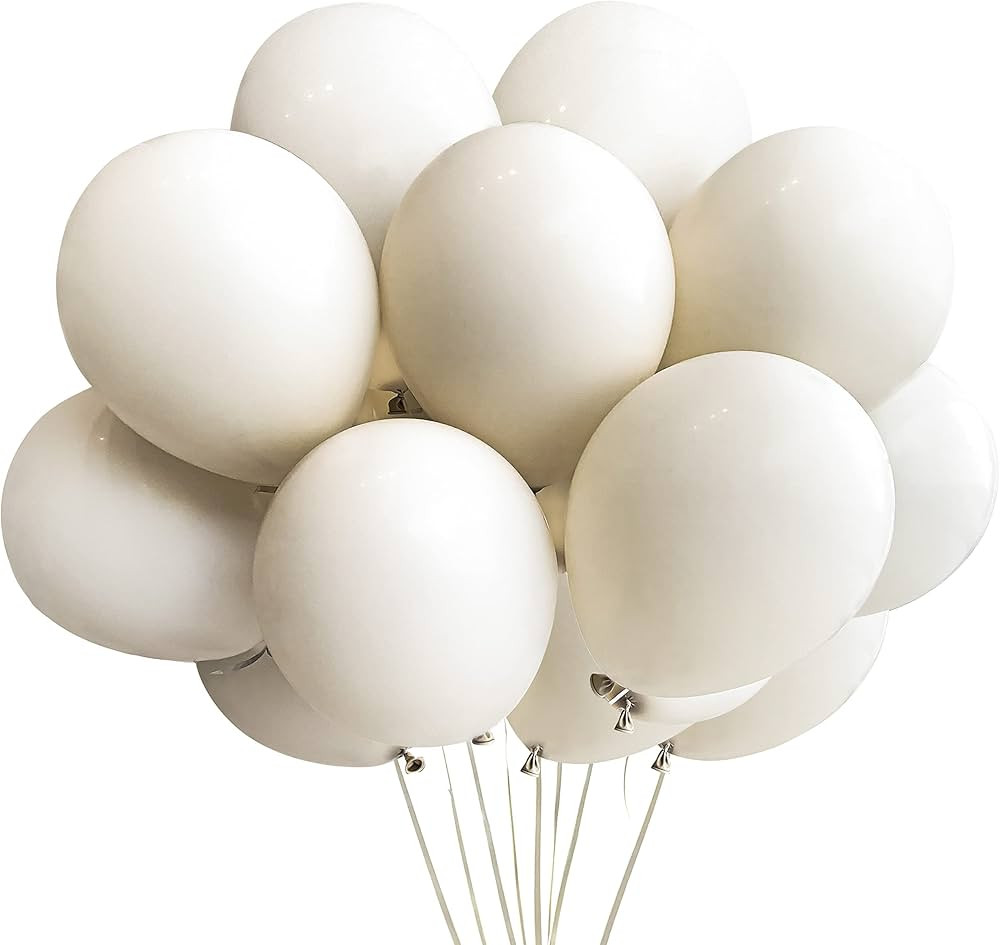 Jonhamwelbor Sand White Balloons 12 inch 100 Pack Matte Cream Ivory Color Latex Helium Balloons f... | Amazon (US)