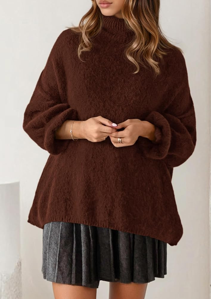 PRETTYGARDEN Oversized Sweaters for Women Fall Clothes 2025 Long Sleeve Mock Neck Tops Chunky Kni... | Amazon (US)