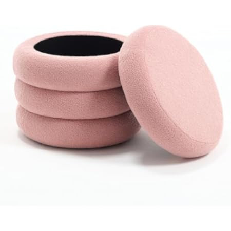 ONEVOG Sherpa Storage Ottoman, Round Foot Rest Stool Seat, Vanity Foot Ottoman Pouf, Soft Tufted ... | Amazon (US)