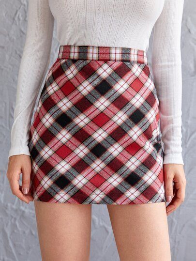 High Waist Tartan Skirt | SHEIN