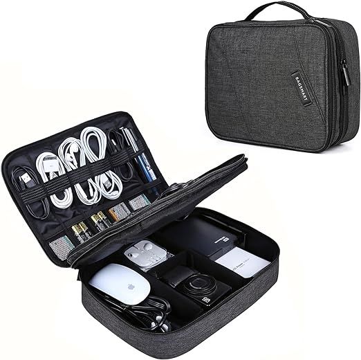 Electronic Organizer, BAGSMART Accessories Organizer Travel Double Layer Electronics Bag Large fo... | Amazon (US)