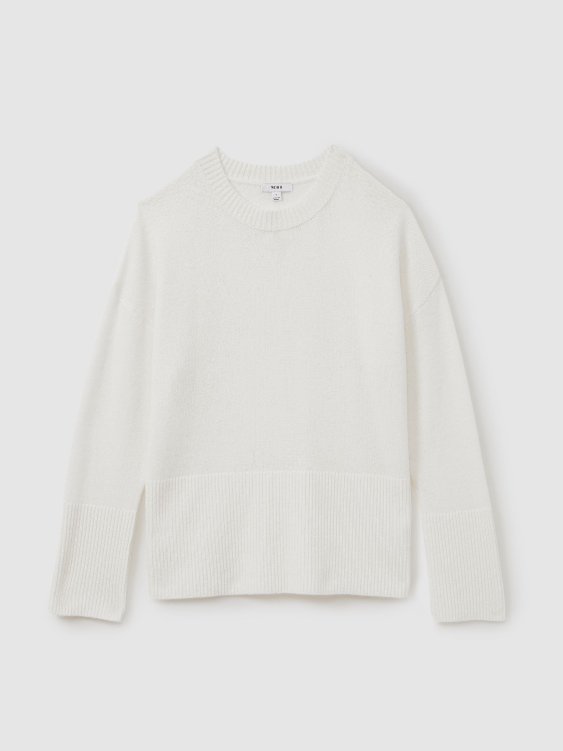 Reiss Wool-Cashmere Crew Neck Jumper in Cream - REISS | Reiss UK
