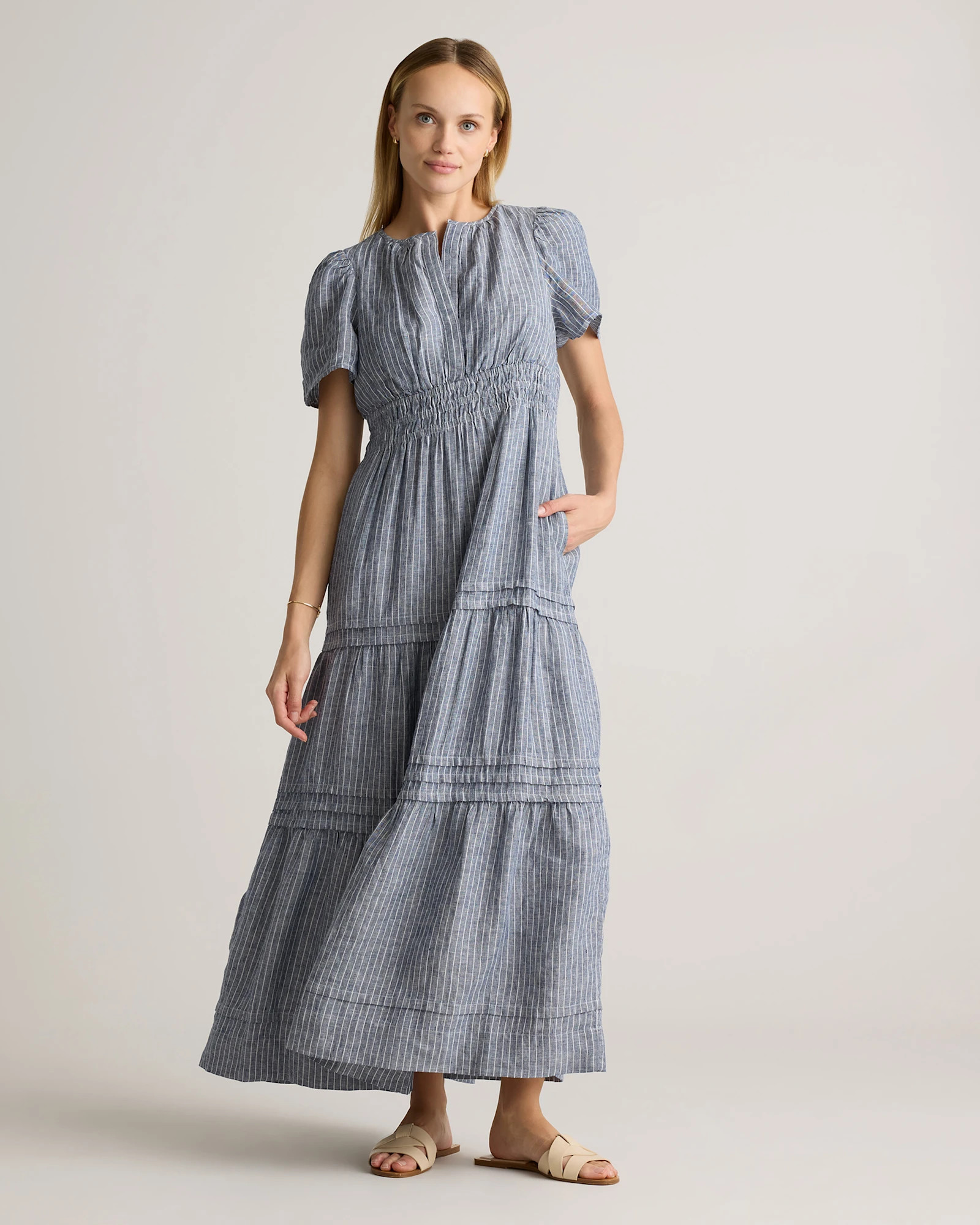 100% European Linen Tiered Maxi Dress | Quince