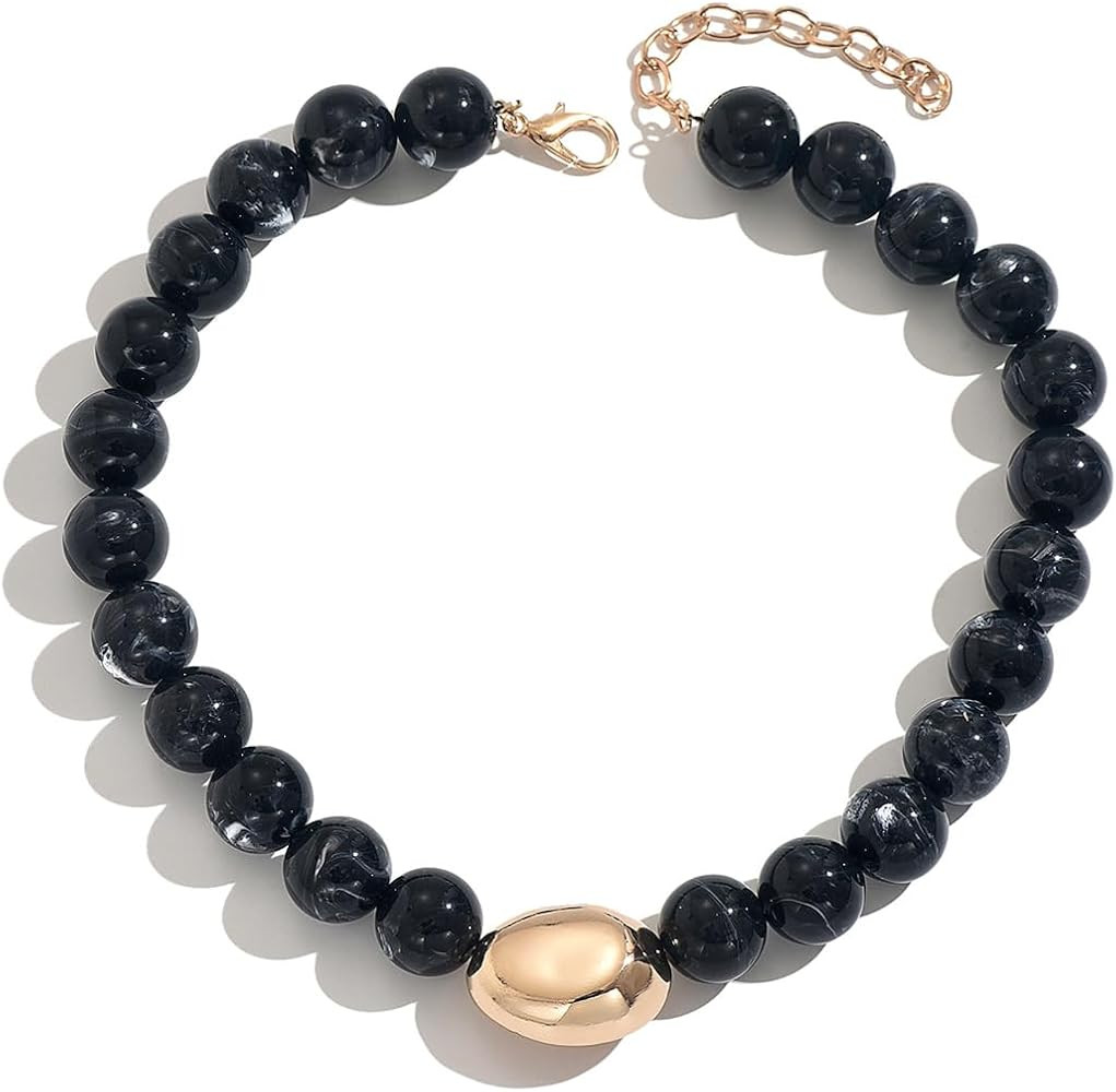 Acrylic Necklace for Women Chunky Beaded Necklace Vintage Boho Short Choker Necklace Ideal Jewelr... | Amazon (US)
