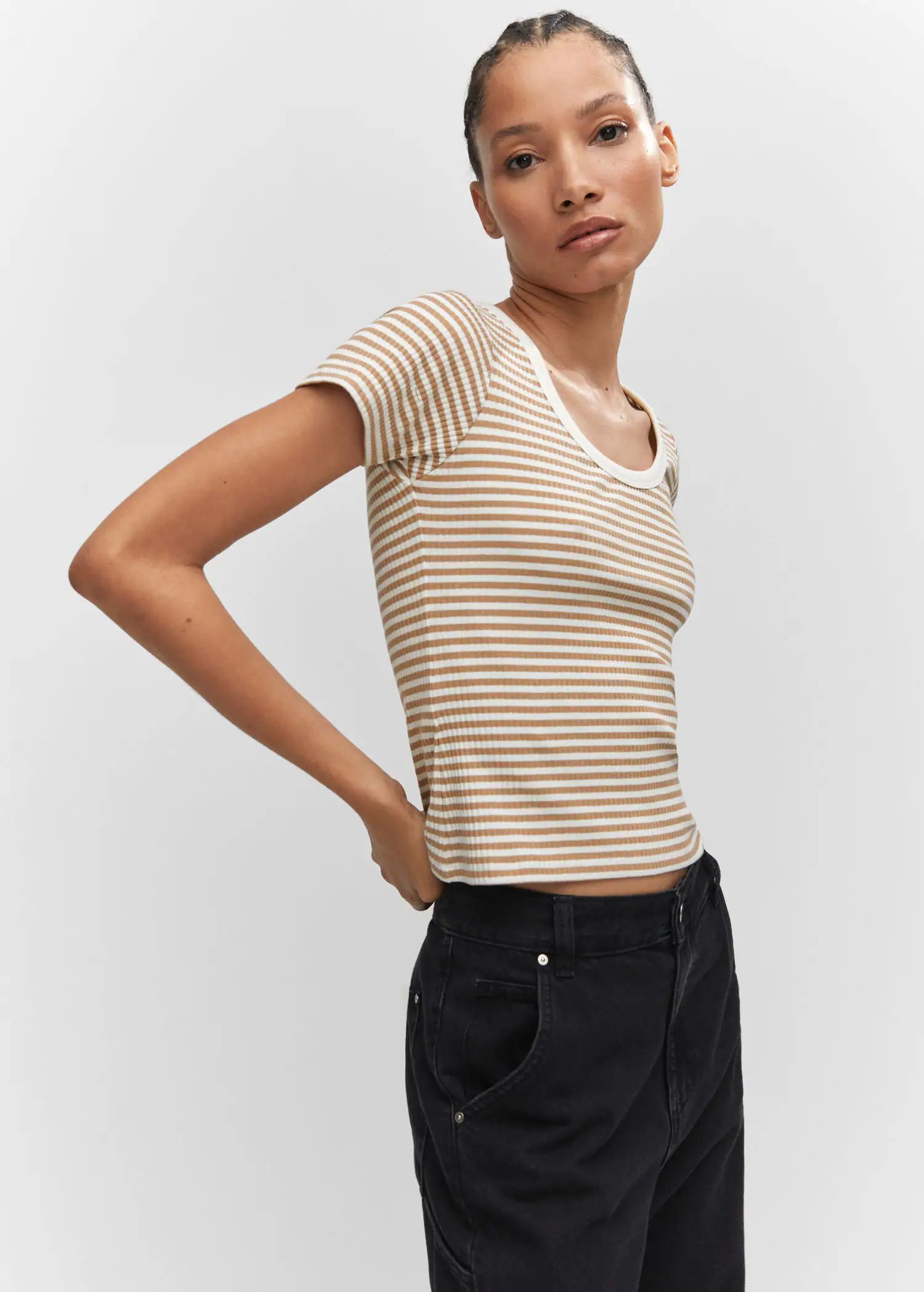 Textured striped T-shirt | MANGO (US)