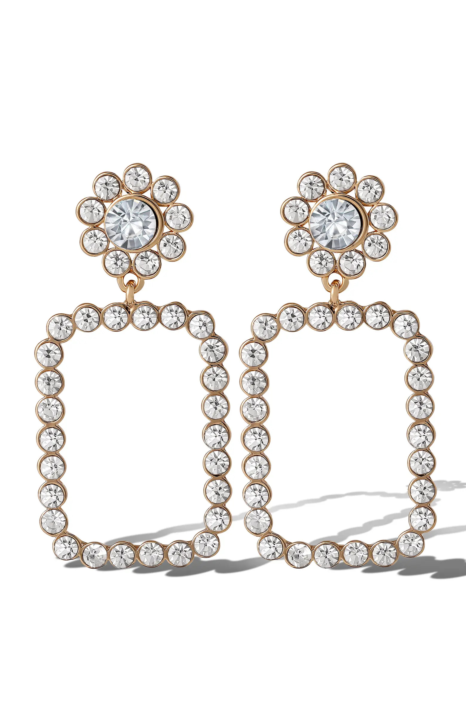 Gold-Tone Pave Rectangle Drop Earrings | Nordstrom