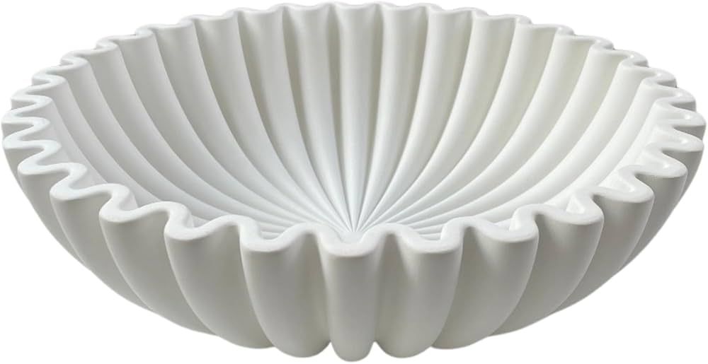 Large Decorative Bowl - White Decorative Bowls for Home Decor - Organic Modern Home Decor Bowl - ... | Amazon (US)