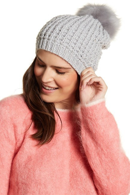 Kyi Kyi | Faux Fur Pompom Wool Blend Classic Beanie | Nordstrom Rack | Nordstrom Rack