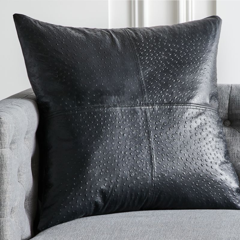 Rue Black Leather Modern Throw Pillow with Down-Alternative Insert 23" + Reviews | CB2 | CB2