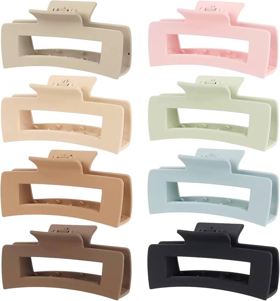 Mandydov 8 Pcs Large Hair Claw Clips 4.1 Inch Non-slip Big Square Matte Claws for Women, Strong H... | Amazon (US)