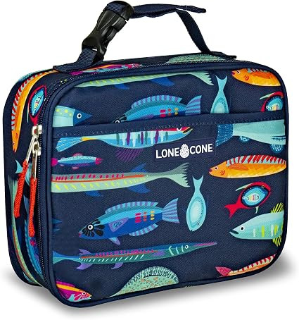 LONECONE Kids' Insulated Fabric Lunch Box - Fun Patterns for Boys and Girls, Deep Sea, Standard | Amazon (US)