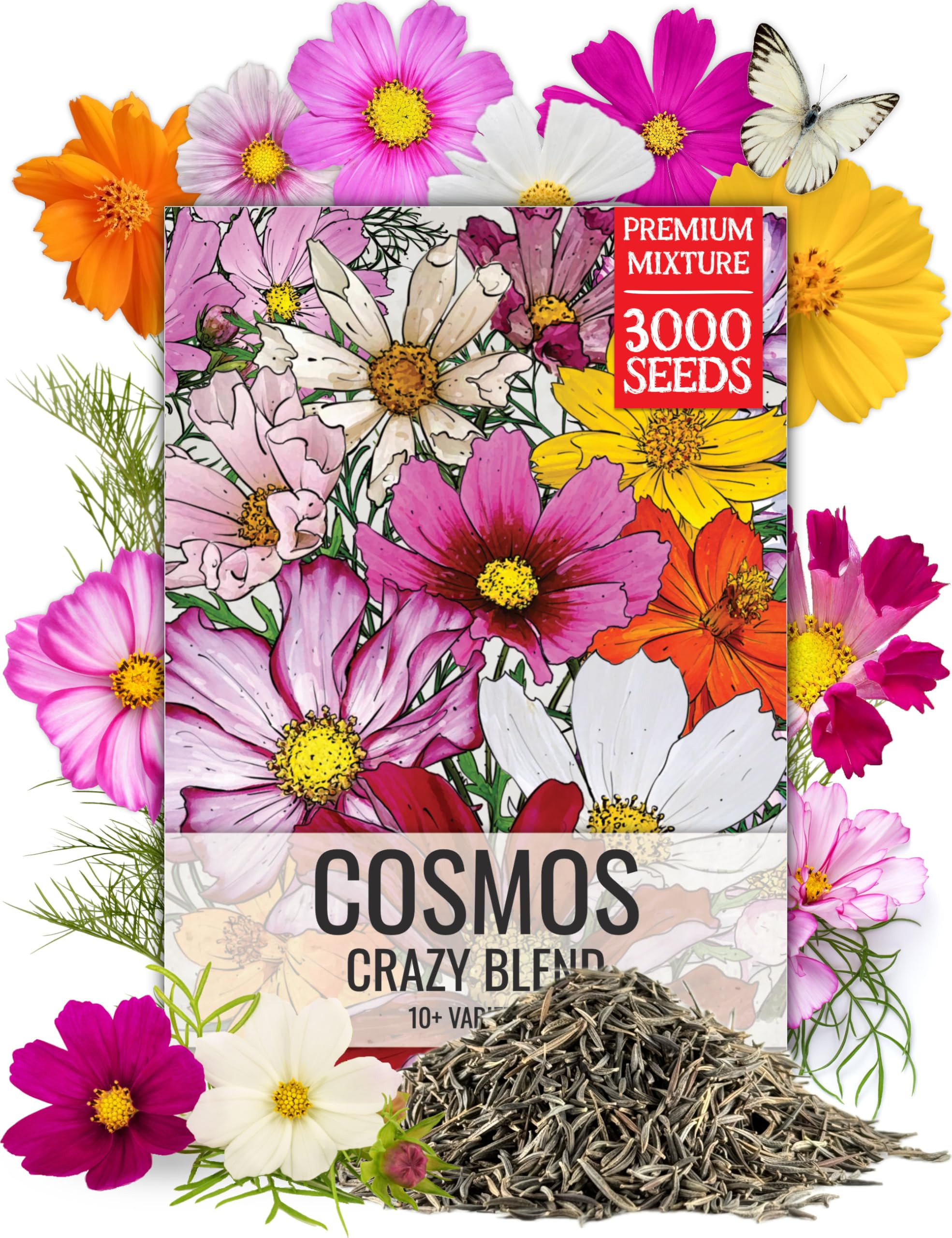Seed Needs Flower Seeds Cosmos Crazy Blend No Filler 10+ Varieties Cosmos | Cosmo Bipinnatus Open... | Amazon (US)