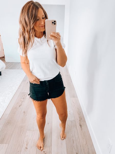 They’re my favorite shorts ever, and recommend to EVERYONE! 
I have them in black, white and denim… and have even bought up back-up pairs in case they discontinue them. 🤣

I’ve linked to them in my bio! Just click “shop my Instagram outfits” button after clicking the link! 