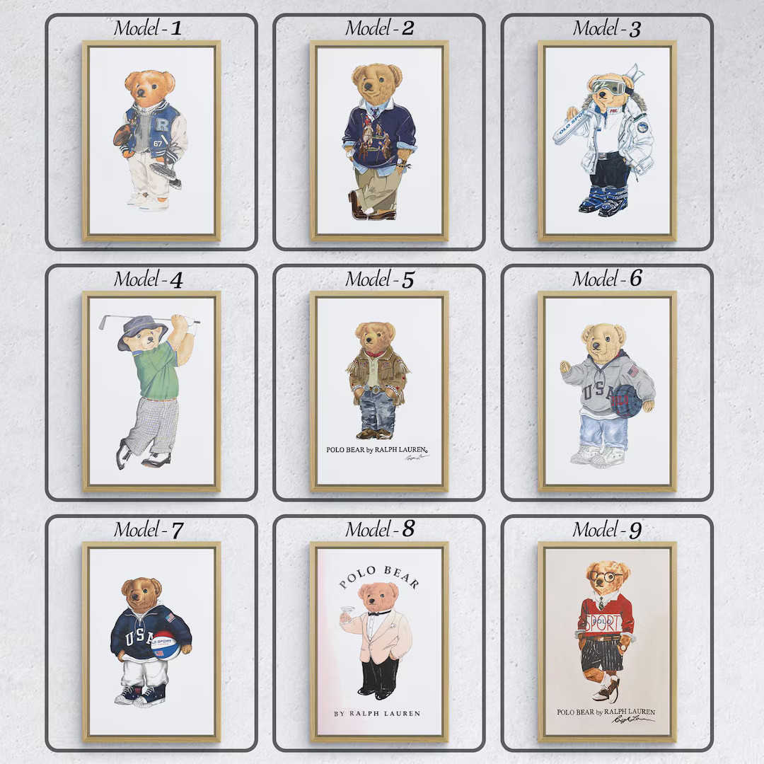 Iconic Polo Bear Canvas Stylish and Playful Wall Decor - Etsy | Etsy (US)