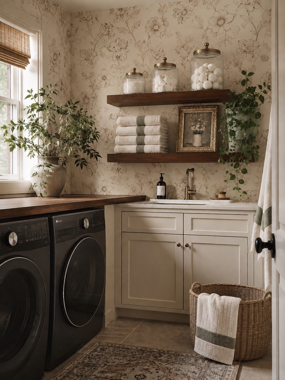 Laundry Room Goals 🤍🧺

Who says a laundry room has to be boring? Soft floral wallpaper, warm wood shelving, elegant storage jars, and cozy neutral accents turn this everyday space into one you’ll actually enjoy spending time in. Functional, organized, and effortlessly beautiful—proof that every room in your home deserves a little love.

Follow @farmtotablecreations on Instagram for more cozy home finds and trending decor.

#LTKHome #LaundryRoom #LaundryRoomDecor #TargetHome #HomeOrganization #NeutralHome #CozyHome #HomeStyling #WallpaperLove #OrganizationIdeas #DesignerInspired #LTKFinds #FarmToTableCreations

#LTKSaleAlert #LTKHome