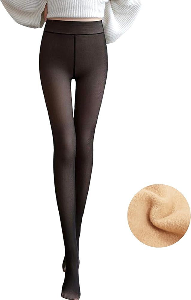 Ritatte Thick Fleece Lined Tights for Women, Fake Warm Translucent Pantyhose, Stretchy High Waist Sh | Amazon (US)