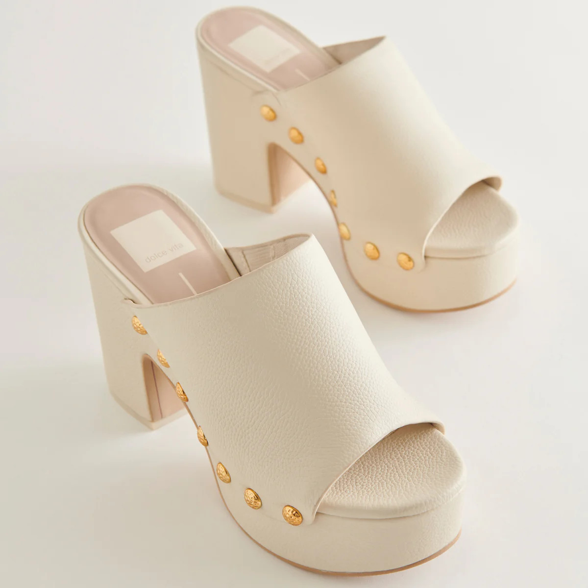EMOL HEELS OFF WHITE LEATHER | DolceVita.com