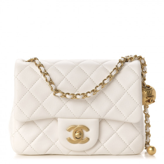 CHANEL Lambskin Quilted CC Pearl Crush Mini Flap White | Fashionphile