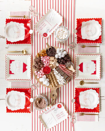 Believe Red Ticking Stipe Fringed Guest Napkin | My Mind's Eye