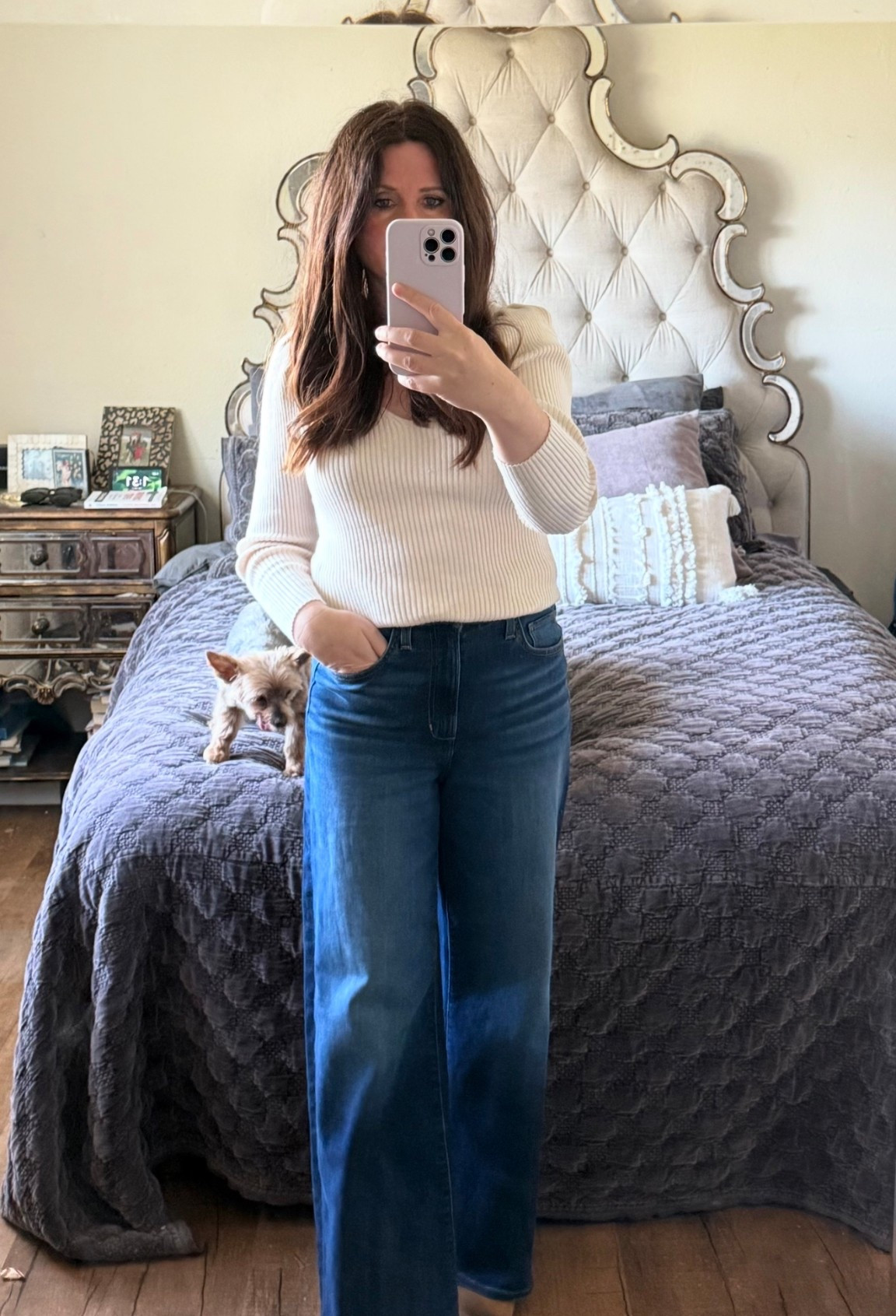 Shopbop Sale! My favorite petite wide leg denim jeans and suede ankle boots are 25% off! My Amazon v-neck sweater is less than $10! Thanksgiving outfit idea. Holiday look. Casual winter outfit. ❤️ 

#LTKSaleAlert #LTKootd #LTKPetite