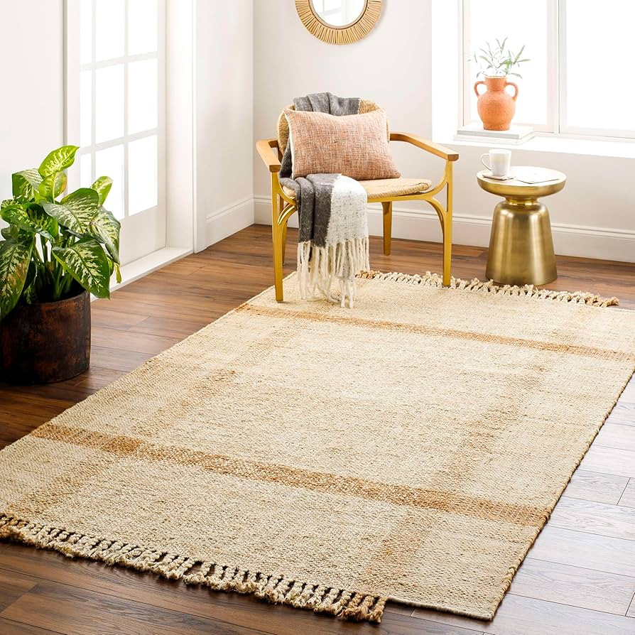 Mark&Day Jute Rugs, 5x7 Windom Cottage Camel Area Rug, Camel Mustard Beige Carpet for Living Room... | Amazon (US)