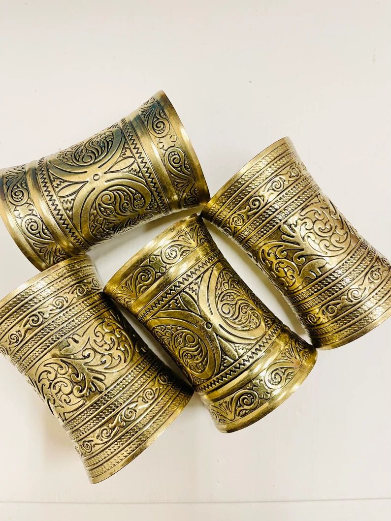 African handmade bangles, gold brass cuff bracelets, jewelry gifts, Matte Finished Gold Cuff Brac... | Etsy (US)