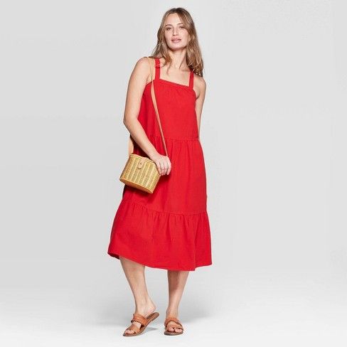 Women's Sleeveless  U-Neck Midi Tiered Dress - Universal Thread™ Red | Target
