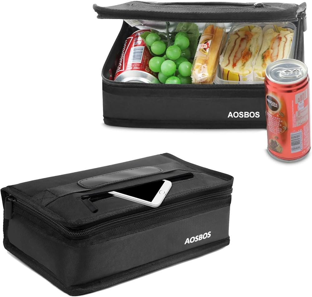 Aosbos Small Insulated Lunch Bag - Compact Lunch Box for Portion Control, Work & Office, Black | Amazon (US)