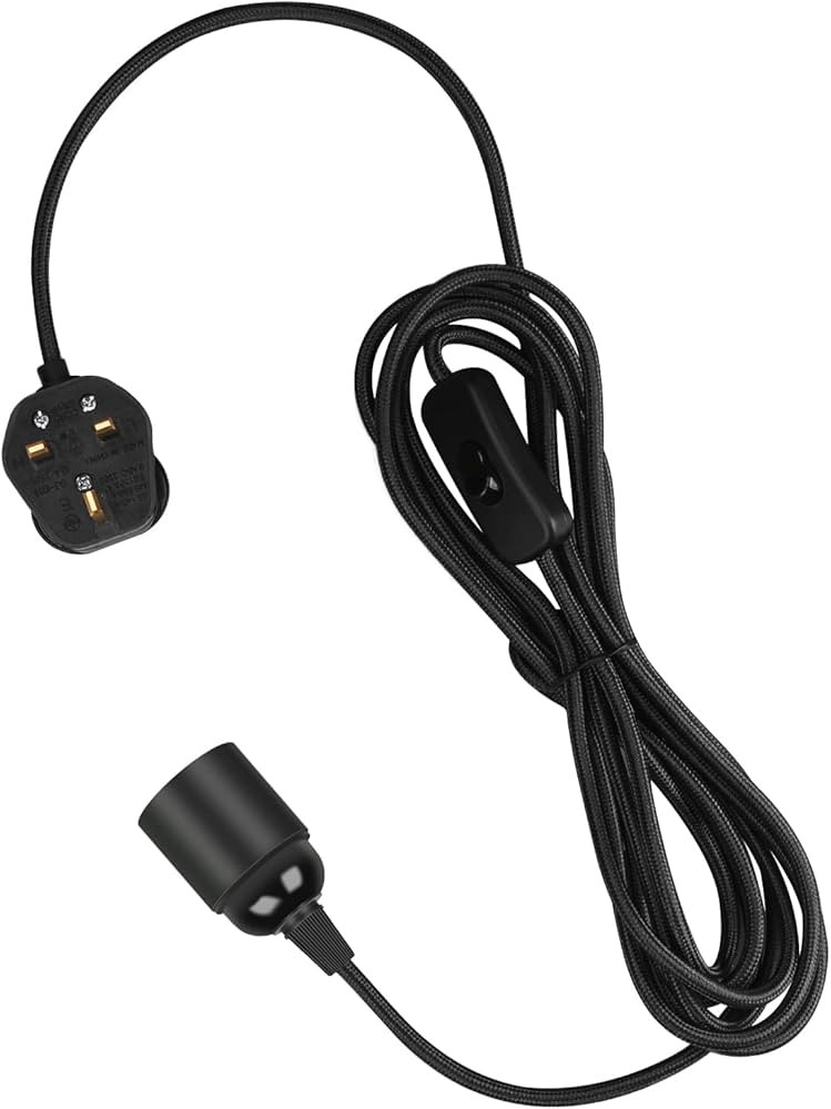 Teynewer Pendant Light Ceiling Lighting Fitting, E27 Lamp Holder with Switch Suspended Pendant Li... | Amazon (UK)