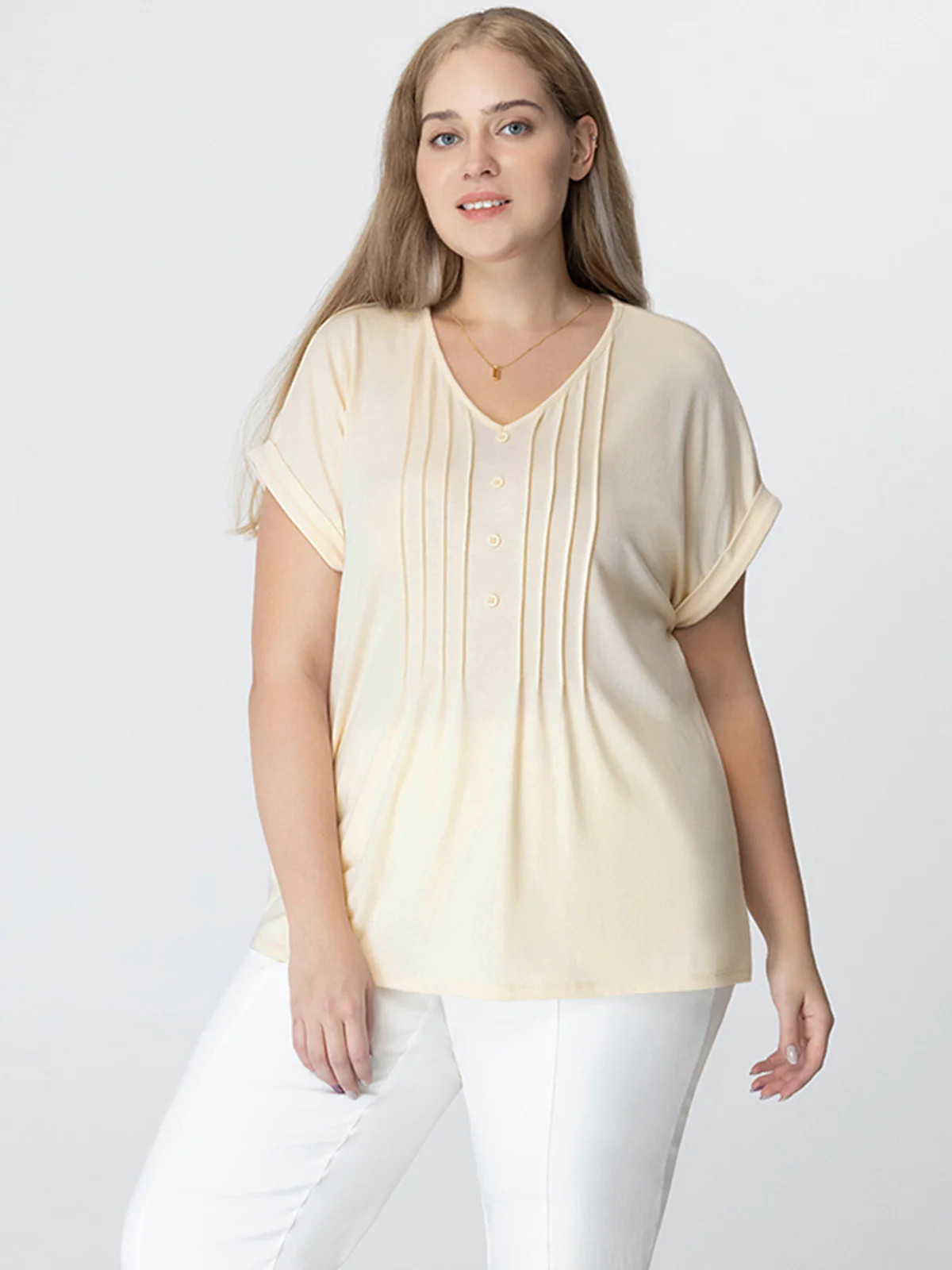 Pleated Front V-Neck Tee | Daily Thread