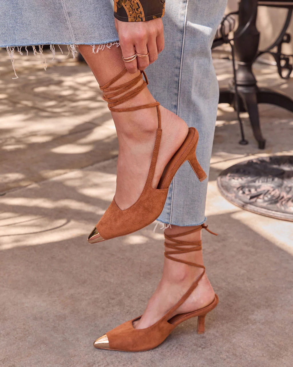 Louder Suede Metal Toe Lace Up Heels | VICI