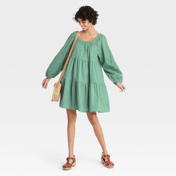 Women's Puff Long Sleeve Tiered Dress - Universal Thread™ | Target