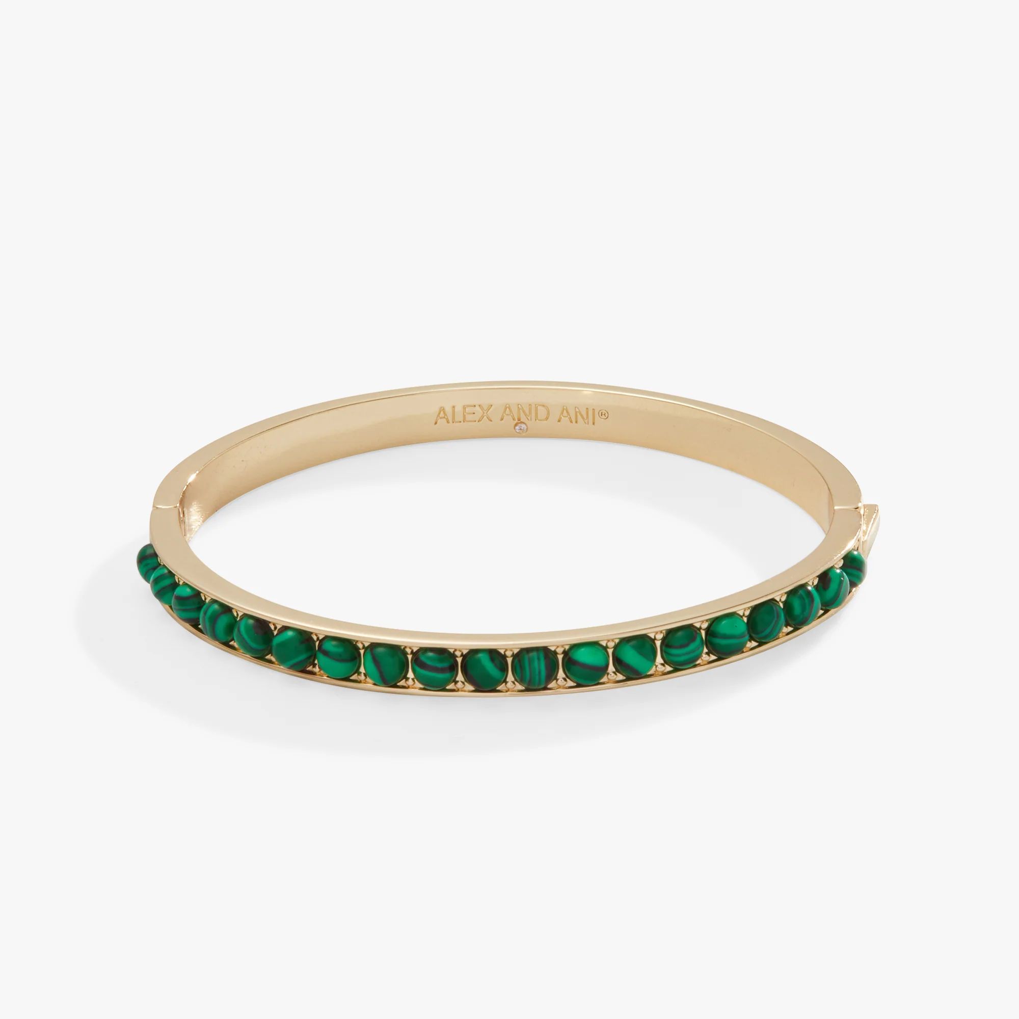 Gemstone Hinge Bangle, Reconstituted Malachite | ALEX AND ANI | Alex and Ani