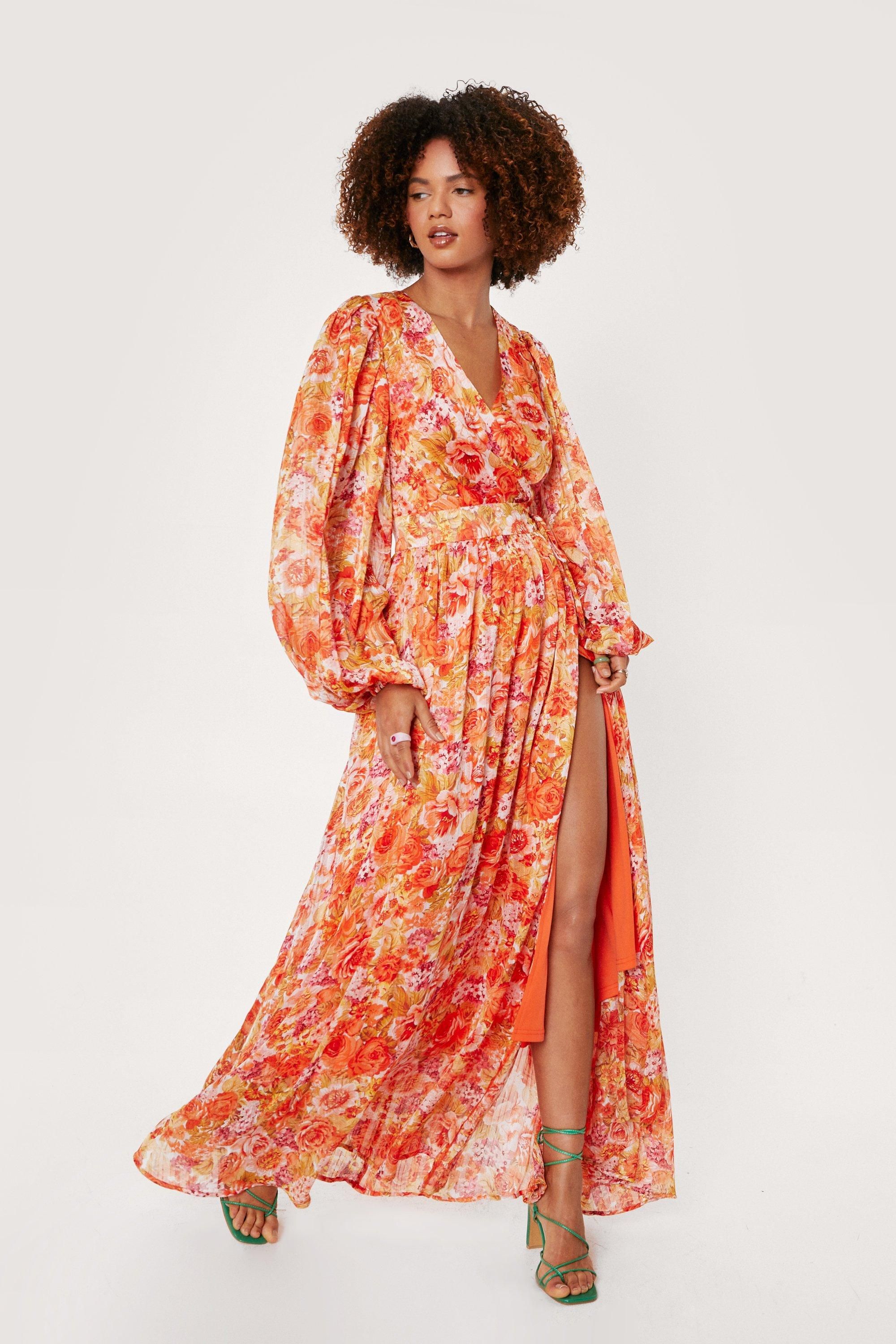 Floral Print V Neck Split Hem Maxi Dress | NastyGal (UK, IE)